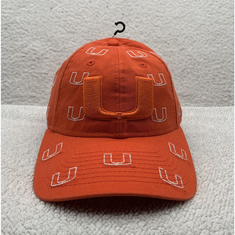 Miami Hurricanes Baseball Hat Womens New Era 9Twenty OSFM NCAA Orange AOP Sports
